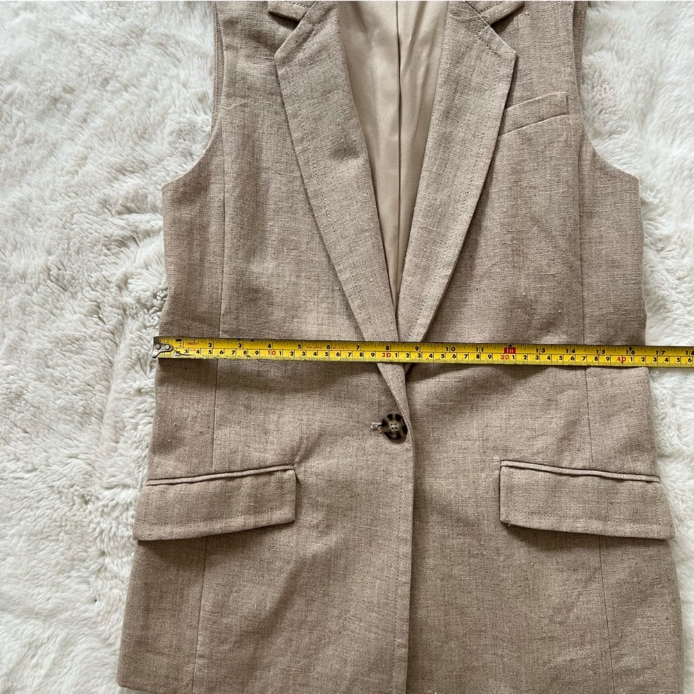 Michael Kors Linen Long Vest, Sleeveless Blazer size XSmall - Picture 8 of 8
